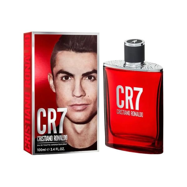 CR7 Cristiano Ronaldo perfume bottle and packaging on a white background