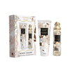 Flower's Secret Eden Night skincare set with lotion and serum on a white background