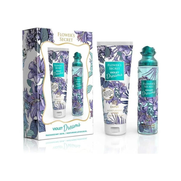 Flower's Secret Violet Dreams product set on a white background