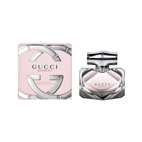 Gucci Bamboo perfume bottle and packaging on a white background