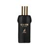 Black perfume bottle with gold cap labeled 'Glacier Le Noir' on a white background