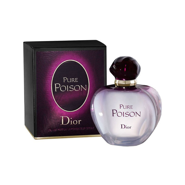 Dior Pure Poison perfume bottle and packaging on a white background