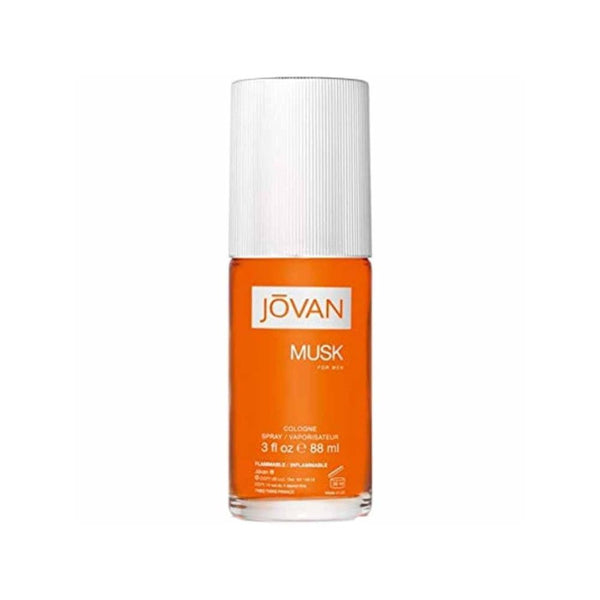 Jovan Musk cologne bottle on a white background